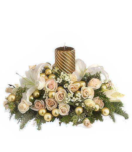 White and Gold Christmas Centerpiece