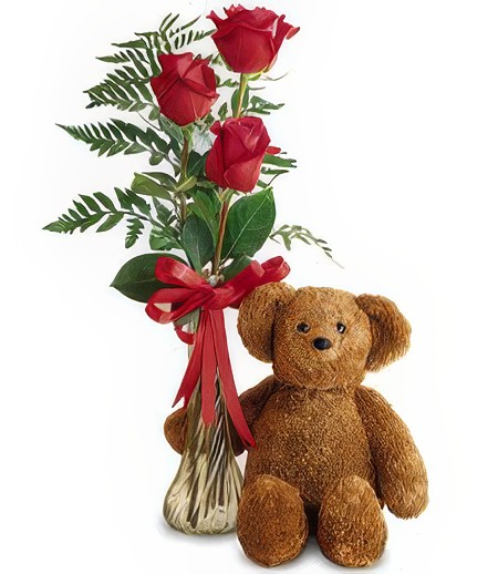 Simple Elegance Roses & Bear