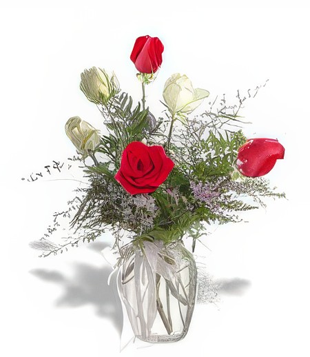 Half-Dozen Red & White Roses