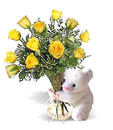 Birthday Bear with Roses