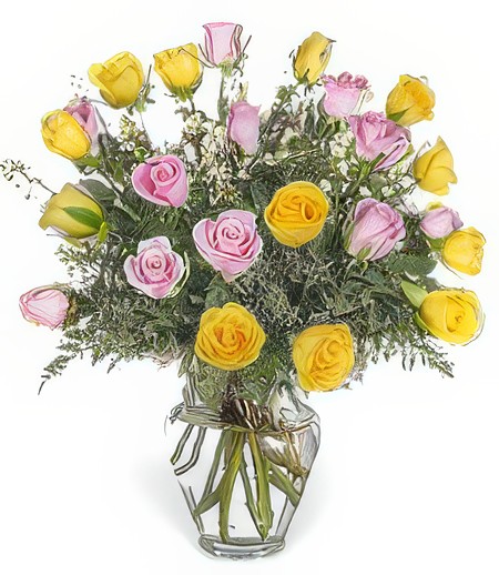 2-Dz Yellow & Pink Thank You Roses