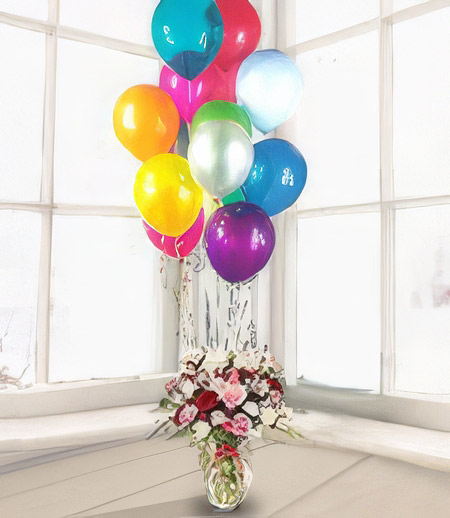 Pinky Baby Girl Vase & Balloons