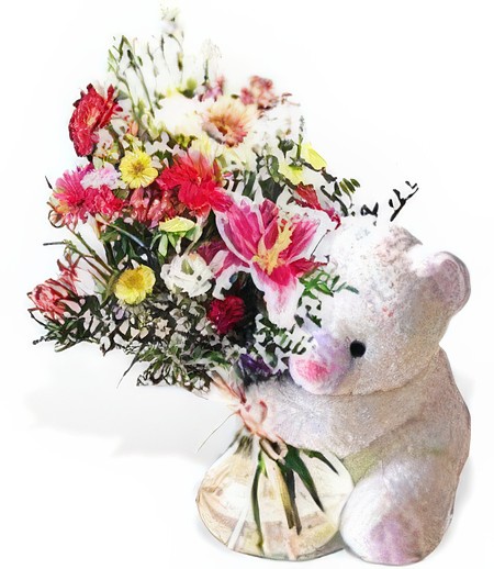 Bear and Bouquet for Valentine's Day