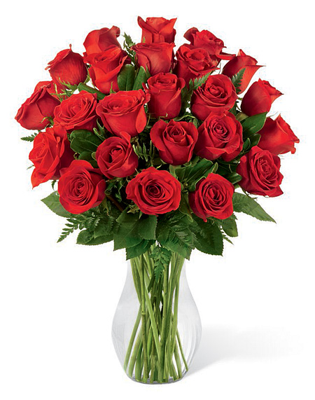 2 Dozen Red Roses w/Vase