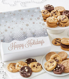 Mrs. Fields Winter Wonderland Happy Holidays 36 Nibblers Bite-Sized Cookie Box
