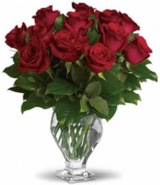One Dozen Red Roses with vase