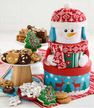 TRADITIONAL SNOWMAN COOKIE GIFT TOWER