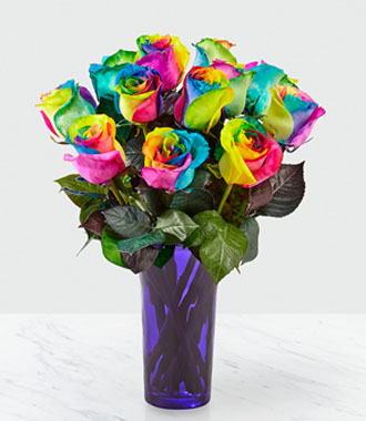 Time to Celebrate Rainbow Rose Bouquet - 12 Stems