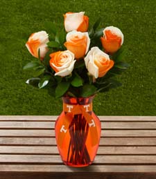 University of Tennessee� Vols� Rose Bouquet - 6 Stems w/Vase