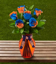 University of Illinois� Fighting Illini� Rose Bouquet- 6 Stems w/Vase