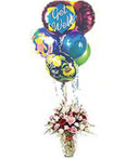 Get Well Soon Pinky Vase & Assorted Balloons