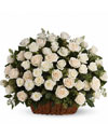 White Silken Rose Basket